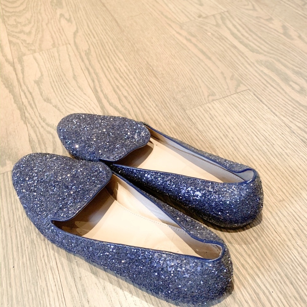Jcrew blue glitter  flats